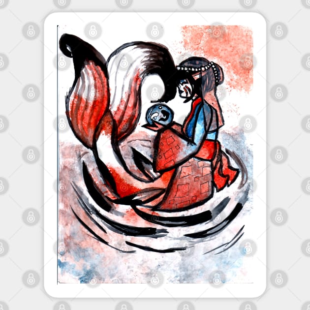 Water Color Koi Mermaid Sticker by PoesUnderstudy